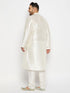 Vastramay Men's Plus Size Cream Silk Blend Kurta Pant Set