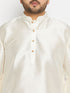 Vastramay Men's Plus Size Cream Silk Blend Kurta Pant Set