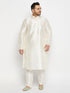 Vastramay Men's Plus Size Cream Silk Blend Kurta Pant Set