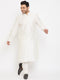 Vastramay Men's Plus Size Cream Silk Blend Kurta Pyjama Set