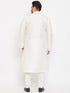 Vastramay Men's Plus Size Cream Silk Blend Kurta Pyjama Set