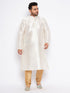 Vastramay Men's Plus Size Cream Silk Blend Kurta Pyjama Set