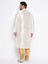 Vastramay Men's Plus Size Cream Silk Blend Kurta Pyjama Set
