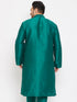 Vastramay Men's Plus Size Green Silk Blend Kurta