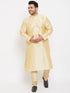Vastramay Men's Plus Size Golden Silk Blend Kurta Pyjama Set