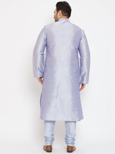 Vastramay Men's Plus Size Lavender Silk Blend Kurta Pyjama Set