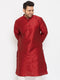 Vastramay Men's Plus Size Maroon Silk Blend Kurta