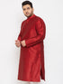 Vastramay Men's Plus Size Maroon Silk Blend Kurta
