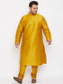 Vastramay Men's Plus Size Mustard Silk Blend Kurta Pyjama Set