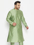Vastramay Men's Plus Size Mint Green Silk Blend Kurta