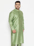 Vastramay Men's Plus Size Mint Green Silk Blend Kurta
