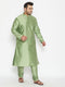 Vastramay Men's Plus Size Mint Green Silk Blend Kurta Pyjama Set