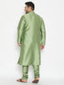 Vastramay Men's Plus Size Mint Green Silk Blend Kurta Pyjama Set