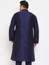 Vastramay Men's Plus Size Navy Blue Silk Blend Kurta