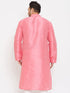 Vastramay Men's Plus Size Pink Silk Blend Kurta