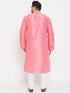 Vastramay Men's Plus Size Pink Silk Blend Kurta Pyjama Set