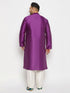 Vastramay Men's Plus Size Purple Silk Blend Kurta Pant Set