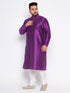 Vastramay Men's Plus Size Purple Silk Blend Kurta Pyjama Set