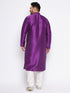 Vastramay Men's Plus Size Purple Silk Blend Kurta Pyjama Set