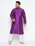 Vastramay Men's Plus Size Purple Silk Blend Kurta Pyjama Set
