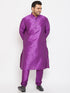 Vastramay Men's Plus Size Purple Silk Blend Kurta Pyjama Set