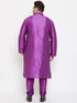 Vastramay Men's Plus Size Purple Silk Blend Kurta Pyjama Set