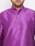 Vastramay Men's Plus Size Purple Silk Blend Kurta Pyjama Set