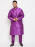 Vastramay Men's Plus Size Purple Silk Blend Kurta Pyjama Set