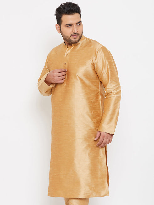 VASTRTAMAY Men's Plus Size Rose Gold Silk Blend Kurta