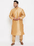 Vastramay Men's Plus Size Rose Gold Silk Blend Kurta Pyjama Set