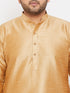 Vastramay Men's Plus Size Rose Gold Silk Blend Kurta Pyjama Set