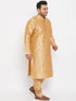 Vastramay Men's Plus Size Rose Gold Silk Blend Kurta Pyjama Set