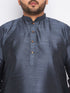 VASTRAMAY Men's Plus Size Grey Silk Blend Kurta Pyjama Set