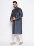 Vastramay Men's Plus Size Grey Silk Blend Kurta Pyjama Set