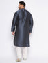 Vastramay Men's Plus Size Grey Silk Blend Kurta Pyjama Set