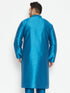 Vastramay Men's Plus Size Turquoise Silk Blend Kurta