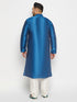Vastramay Men's Plus Size Turquoise Blue Silk Blend Kurta Pant Set