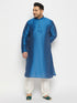 Vastramay Men's Plus Size Turquoise Blue Silk Blend Kurta Pant Set