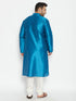 Vastramay Men's Plus Size Turquoise Blue Silk Blend Kurta Pyjama Set