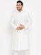 Vastramay Men's Plus Size White Silk Blend Kurta