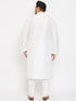 Vastramay Men's Plus Size White Silk Blend Kurta Pyjama Set