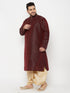 Vastramay Men's Plus Size Wine Silk Blend Kurta Dhoti Set