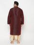 Vastramay Men's Plus Size Wine Silk Blend Kurta Dhoti Set