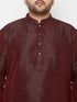 Vastramay Men's Plus Size Wine Silk Blend Kurta Dhoti Set
