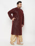 Vastramay Men's Plus Size Wine Silk Blend Kurta Dhoti Set