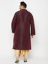 Vastramay Men's Plus Size Wine Silk Blend Kurta Dhoti Set