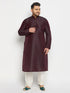 Vastramay Men's Plus Size Burgundy Silk Blend Kurta Pant Set