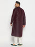 Vastramay Men's Plus Size Burgundy Silk Blend Kurta Pant Set