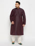 Vastramay Men's Plus Size Burgundy Silk Blend Kurta Pant Set