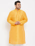Vastramay Men's Plus Size Yellow Silk Blend Kurta